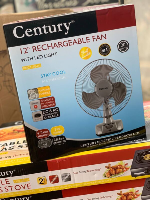 CENTURY12 RECHARGEABLE FAN 30WATT FRCT-30-A1