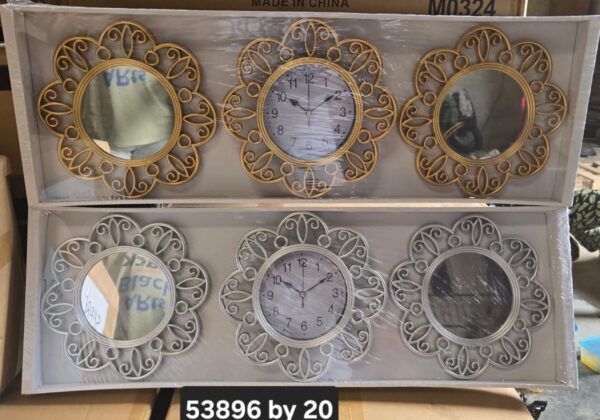 3 IN 1 WALL CLOCK SET WITH MIRROR 3IN1WLLCLCK