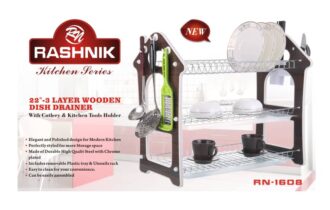 RASHNIK 22 INCHES 3 LAYERS PLATE RACK DISSH DRAINER RN1608
