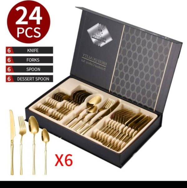 24PCS POLISHED SPOON CUTLERY BOX SET