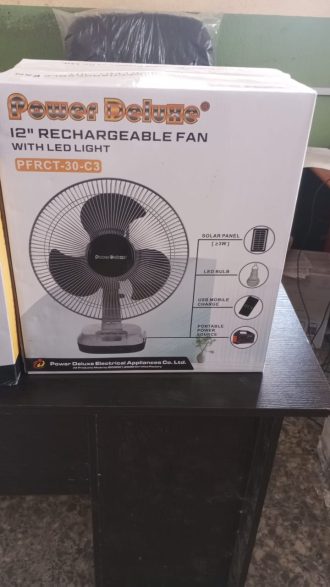 12" POWER DELUXE SOLAR  FAN WITH 2LED BULB & PANEL