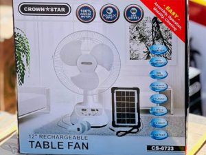 CROWNSTAR 12" SOLAR RECHARGEABLE FAN WITH BULB CS-0723