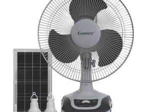 CENTURY 12" RECHARGEABLE FAN WITH LED LIGHT BULB AND PANEL FRCT-30-AI