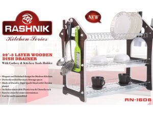 RASHNIK 22 INCHES 3 LAYERS PLATE RACK DISSH DRAINER RN1608