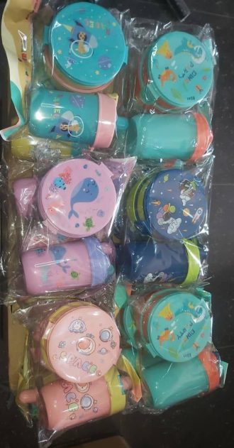 2 Step inner ROUND plate and water bottle