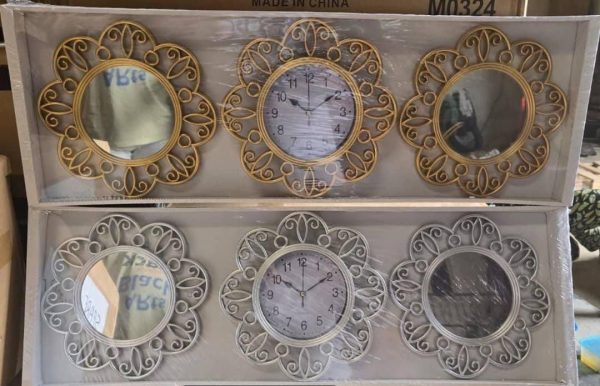 3IN1 WALL CLOCK WITH MIRROR SILVER