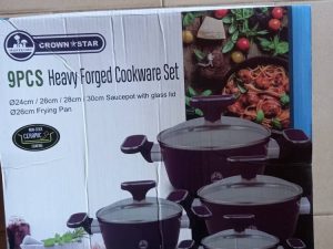 MASTER CHEF CROWNSTAR 9PCS HEAVEY FORGED COOKWARE SET MC-4630