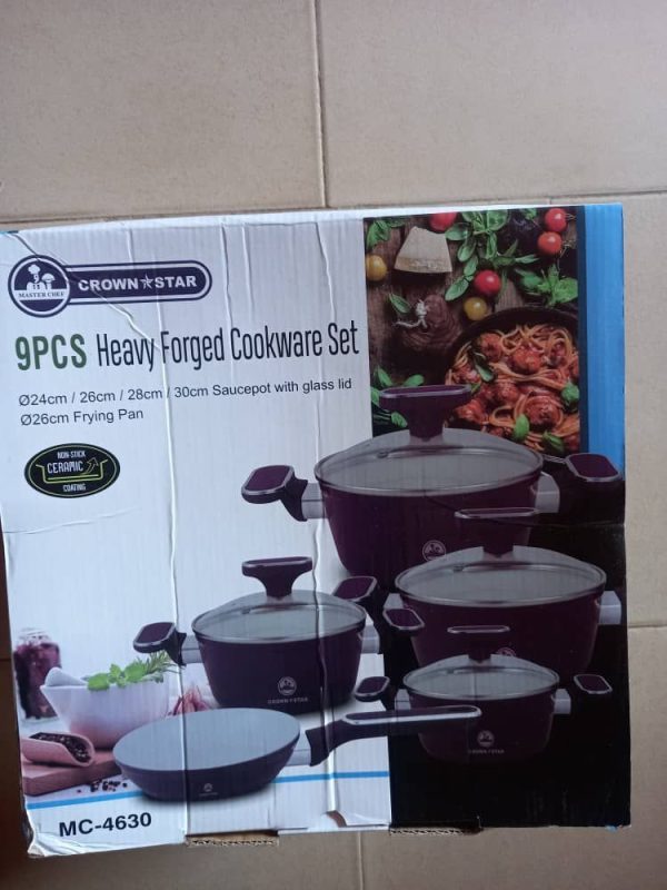 MASTER CHEF CROWNSTAR 9PCS HEAVEY FORGED COOKWARE SET MC-4630