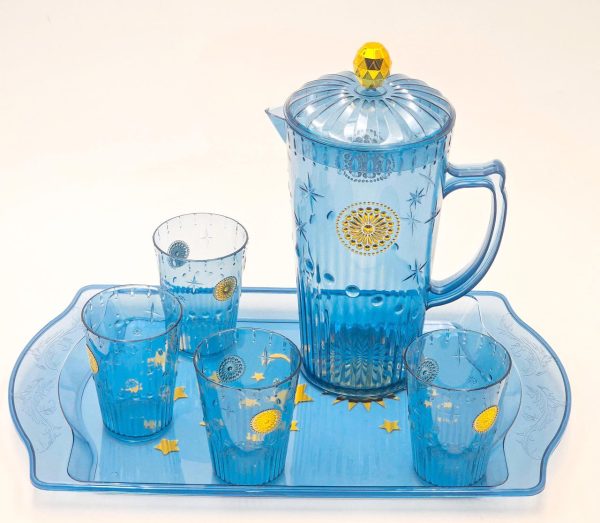 MAXIMUS WATER JUG WITH 4CUPS & ACRYLIC TRAY LY3508-4