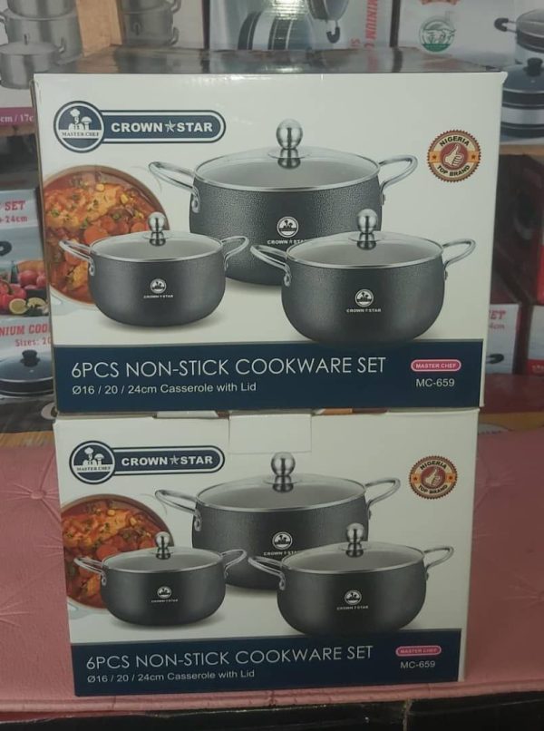 MASTER CHEF CROWN STAR 6PCS NON-STICK COOKWARE SET MC-659