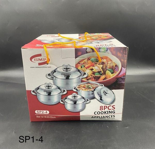 SP2-4  8PCS STAINLESS DISH POT/POT APPLIANCE