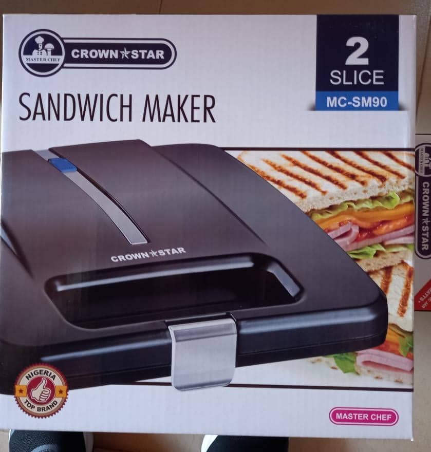 MASTER CHEF CROWNSTAR TOASTER SANDWICH MAKER 2 SLICE MC-SM90