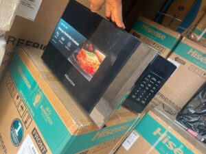 Black digital Hisense microwave