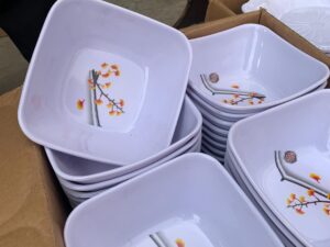 6PCS 8010 SQUARE SHAPE W FLORAL UNBREAKABLE PLATE