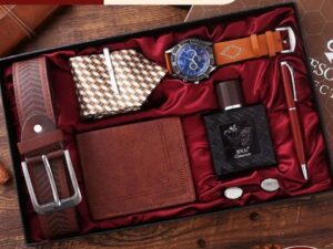 MEN GIFT SET BROWN CUFFLINKS