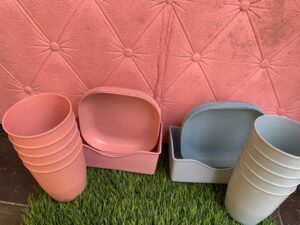 RECTANGULAR SET OF PLATE ACCESSORIES, 5PLATES, 5CUPS