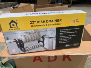 22" WOODEN STEEL DISH RACK DRAINER